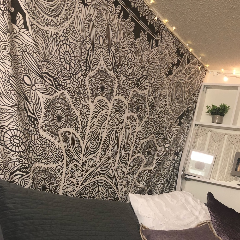 Grey and White Bohemian Tapestry